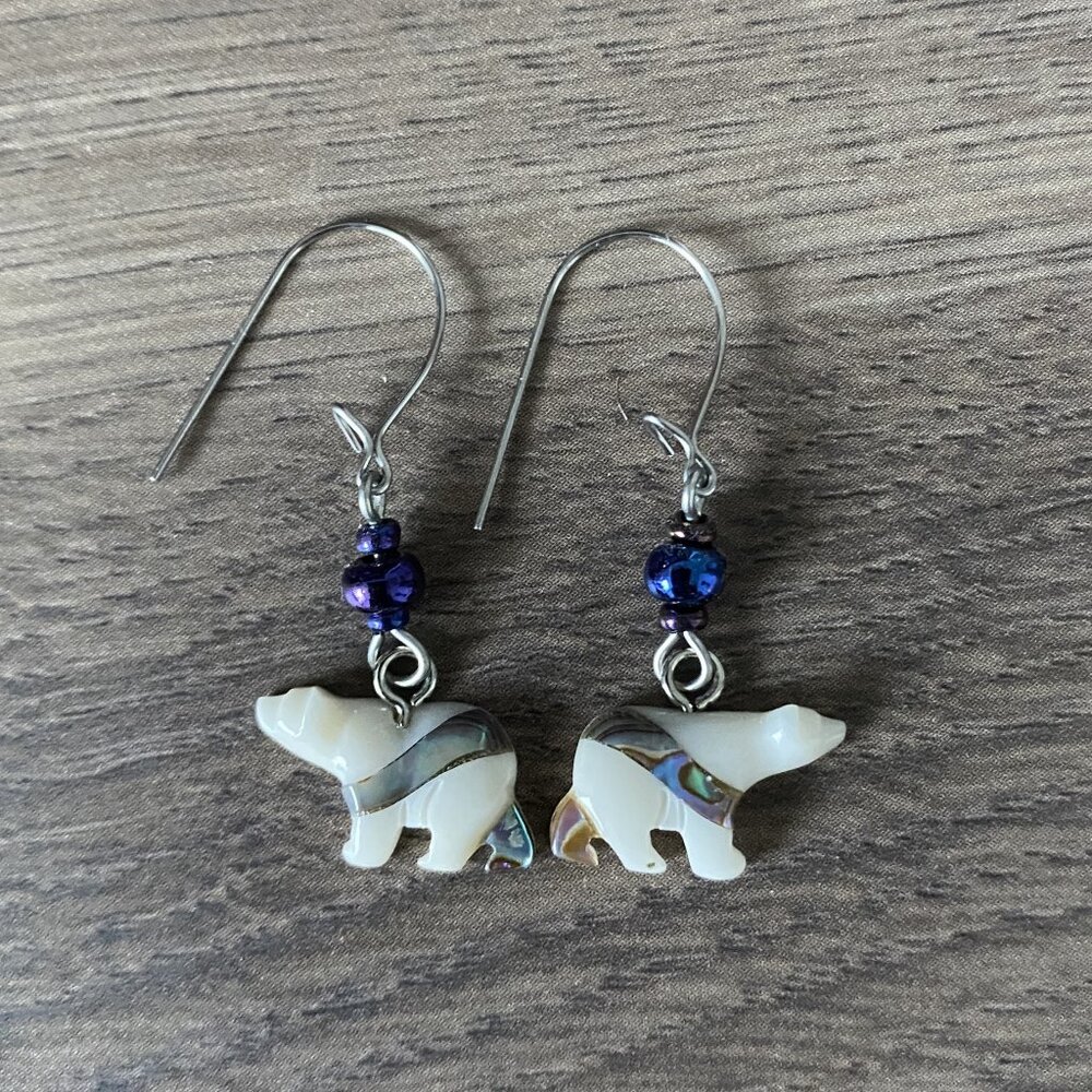2000s Polar Bear dangle earrings